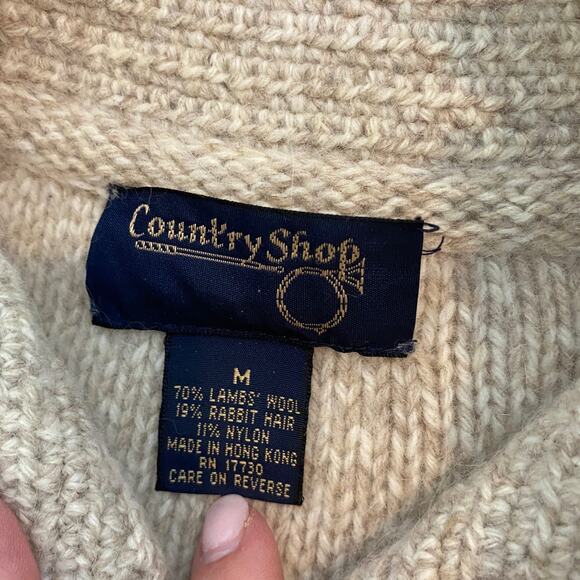 Vintage Country Shop Lamb Rabbit Hair Blend Oatmeal Cardigan Sweater Women Med - Picture 2 of 9